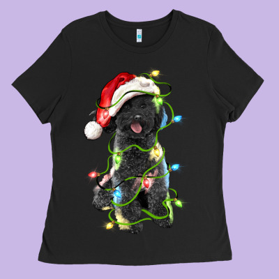 Christmas Black Poodles Dog Ladies Tee Designed By Lillyallendesigns