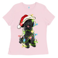 Bubblegum Pink christmas black poodles dog Ladies Tee - LillyAllenDesigns