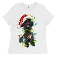 White christmas black poodles dog Ladies Tee - LillyAllenDesigns