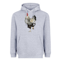Heather Grey wyandotte rooster Heavyweight Hoodie - LillyAllenDesigns