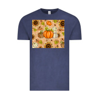 Vintage Denim Fall Pumpkins and Sunflowers with Leopard Vintage Tee - texasbilliewilder
