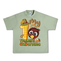 Oil Green My 1st Thanksgiving with turkey Urban Heavy Tee - NancyCooperArtShop
