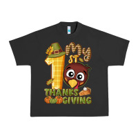 Pigment Black My 1st Thanksgiving with turkey Urban Heavy Tee - NancyCooperArtShop