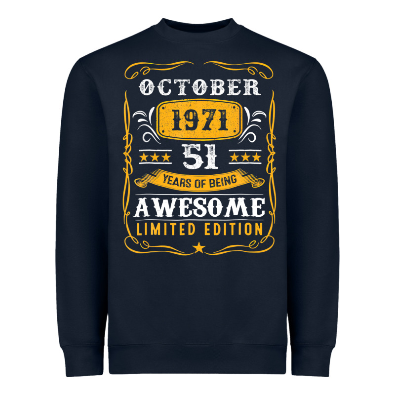 51 Years Old Gifts 51st Birthday Vintage October 1971 Heavyweight Sweatshirt by lanVoArt | Teevron