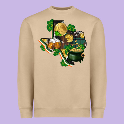 Texas Map St Patrick's Day Heavyweight Sweatshirt Designed By Fadigitalartstudio