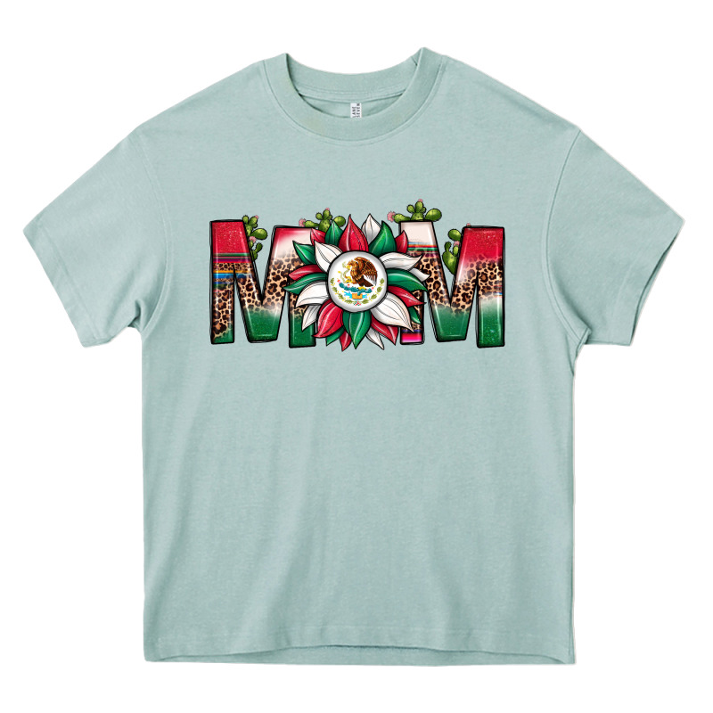 Mexican Flag Sunflower Mom Leopard Heavy Core Tee by JahusDesignShop | Teevron