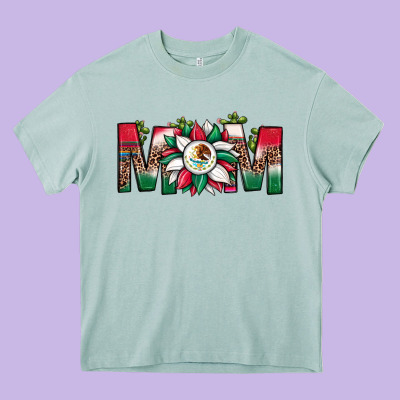 Mexican Flag Sunflower Mom Leopard Heavy Core Tee Designed By Jahusdesignshop