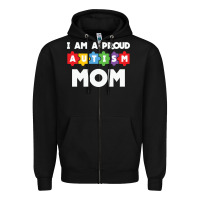 Black LIL Autism Mom Zipper Hoodie - CowhideDigitalArt