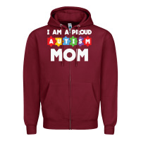 Burgundy LIL Autism Mom Zipper Hoodie - CowhideDigitalArt