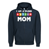 Navy LIL Autism Mom Zipper Hoodie - CowhideDigitalArt