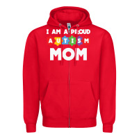 Red LIL Autism Mom Zipper Hoodie - CowhideDigitalArt