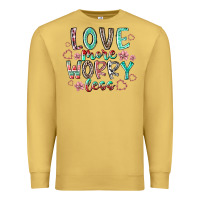 Antique Gold love more worry less Premium Sweatshirt - RacoonDesign