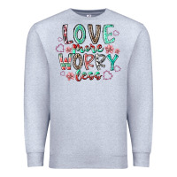Heather Grey love more worry less Premium Sweatshirt - RacoonDesign
