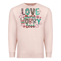 Pale Pink love more worry less Premium Sweatshirt - RacoonDesign