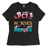 Black pct because nurses need heroes Ladies Tee - LillyAllenDesigns