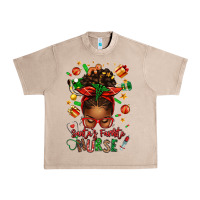 French Oak santa's favorite nurse afro messy bun Urban Heavy Tee - texasbilliewilder