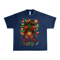 Navy santa's favorite nurse afro messy bun Urban Heavy Tee - texasbilliewilder