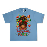 Pebble Blue santa's favorite nurse afro messy bun Urban Heavy Tee - texasbilliewilder