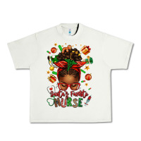 Pistachio santa's favorite nurse afro messy bun Urban Heavy Tee - texasbilliewilder