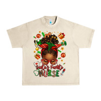 Sandshell santa's favorite nurse afro messy bun Urban Heavy Tee - texasbilliewilder