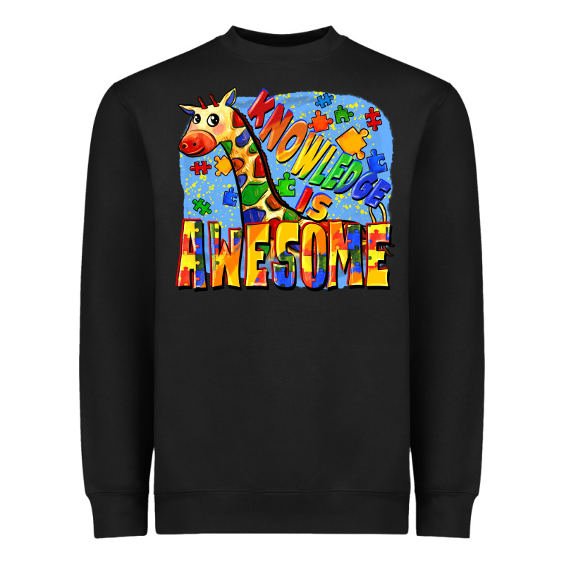 Knowledge Is Awesome Autism Giraffe Heavyweight Sweatshirt by FaDigitalArtStudio | Teevron