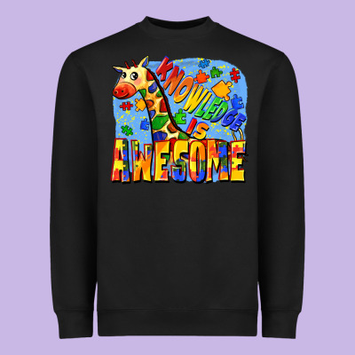 Knowledge Is Awesome Autism Giraffe Heavyweight Sweatshirt Designed By Fadigitalartstudio