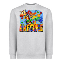 Heather Grey Knowledge is awesome Autism giraffe Heavyweight Sweatshirt - FaDigitalArtStudio
