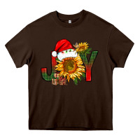 Chocolate Brown joy christmas with sunflower bbs Heavy Core Tee - BundleAndBundleShop