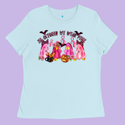 In October We Wear Pink Ladies Tee Designed By Lillyallendesigns