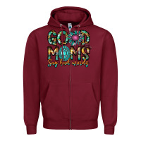 Burgundy Good Moms Say Bad Words Zipper Hoodie - CowhideDigitalArt