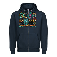 Navy Good Moms Say Bad Words Zipper Hoodie - CowhideDigitalArt
