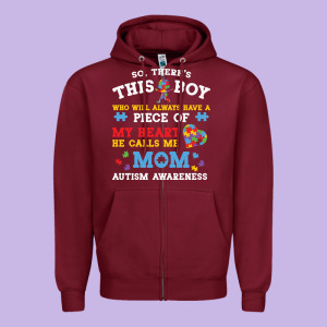 Lil Autism Mom Zipper Hoodie Designed By Cowhidedigitalart