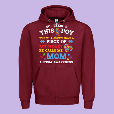 Lil Autism Mom Zipper Hoodie Designed By Cowhidedigitalart