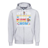 Heather Grey LIL Autism Mom Zipper Hoodie - CowhideDigitalArt