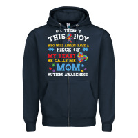 Navy LIL Autism Mom Zipper Hoodie - CowhideDigitalArt