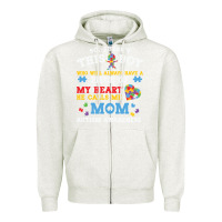 Oatmeal Heather LIL Autism Mom Zipper Hoodie - CowhideDigitalArt