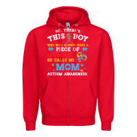 Red LIL Autism Mom Zipper Hoodie - CowhideDigitalArt