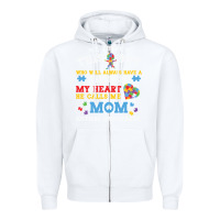 White LIL Autism Mom Zipper Hoodie - CowhideDigitalArt