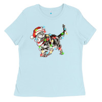 Baby Blue christmas american shorthair cat Ladies Tee - LillyAllenDesigns