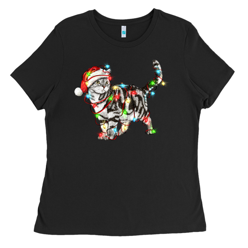 Christmas American Shorthair Cat Ladies Tee by LillyAllenDesigns | Teevron