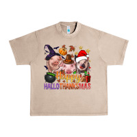 French Oak Happy Hallothanksmas Pigs Urban Heavy Tee - NancyCooperArtShop