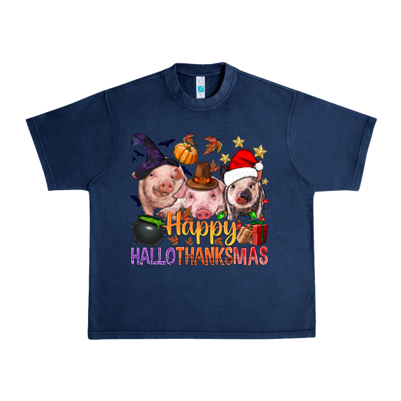 Happy Hallothanksmas Pigs Urban Heavy Tee by NancyCooperArtShop | Teevron