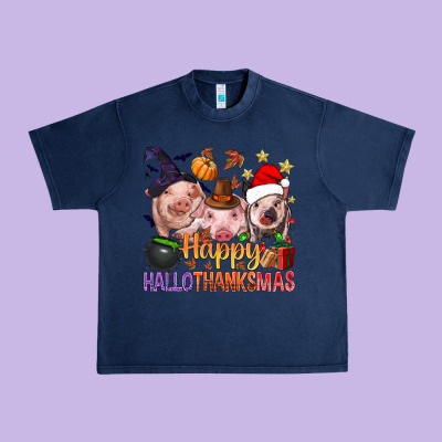 Happy Hallothanksmas Pigs Urban Heavy Tee Designed By Nancycooperartshop