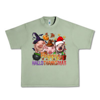 Oil Green Happy Hallothanksmas Pigs Urban Heavy Tee - NancyCooperArtShop