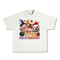 Pistachio Happy Hallothanksmas Pigs Urban Heavy Tee - NancyCooperArtShop