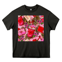 Asphalt valentines day coffee cups and love letter with xoxo and leopard seaml Heavy Core Tee - BundleAndBundleShop