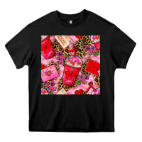 Black valentines day coffee cups and love letter with xoxo and leopard seaml Heavy Core Tee - BundleAndBundleShop