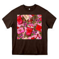 Chocolate Brown valentines day coffee cups and love letter with xoxo and leopard seaml Heavy Core Tee - BundleAndBundleShop