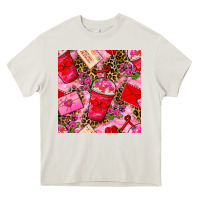 Cream valentines day coffee cups and love letter with xoxo and leopard seaml Heavy Core Tee - BundleAndBundleShop