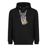 Black Guanaco Llama Head Heavyweight Hoodie - LillyAllenDesigns